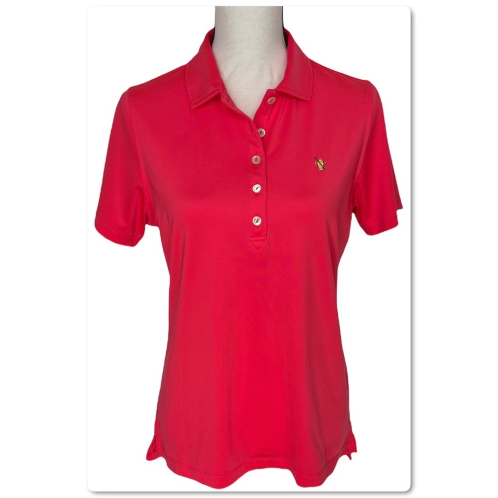 Peter Millar Golf Shirt Top Short Sleeves Deep Coral Pink Size M Medium